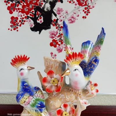 TƯỢNG – BÌNH CẮM HOA HỌA TIẾT CHIM HOA